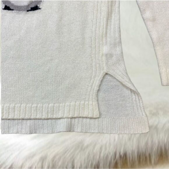 LC LAUREN CONRAD IVORY CREAM PENGUIN KNIT SWEATER DIAMOND RHINESTONE NOVELTY XS - Picture 6 of 15